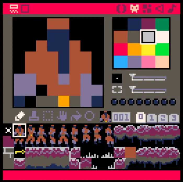 Pico-8's sprite designer screen.