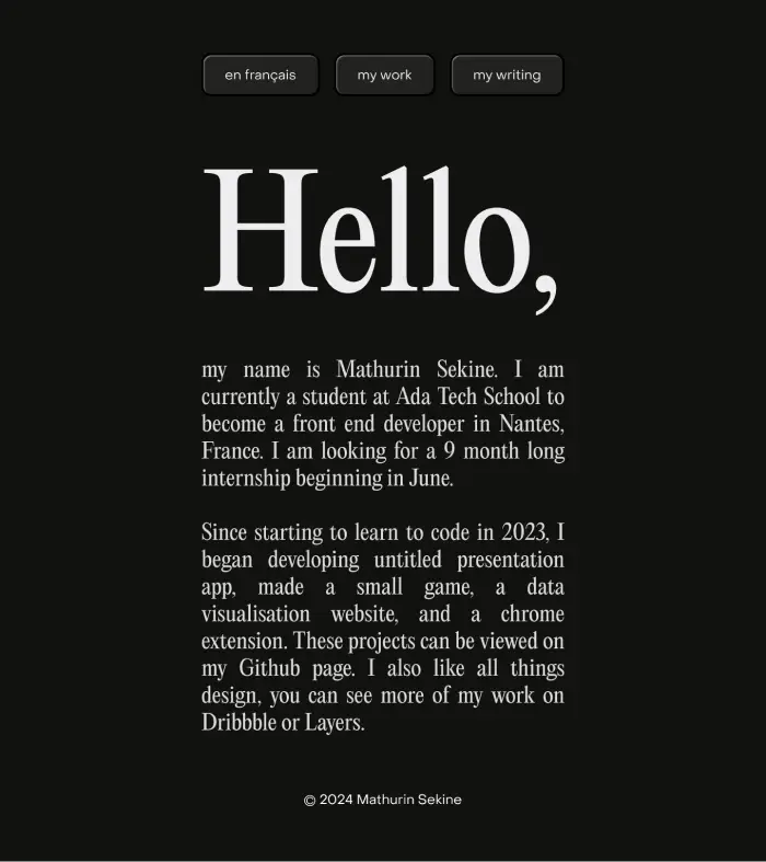 3rd iteration - navbar, big welcome message, and two paragraphs.