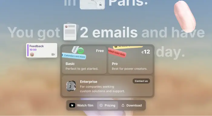 Amie's website, with a semi-transparent navbar.
