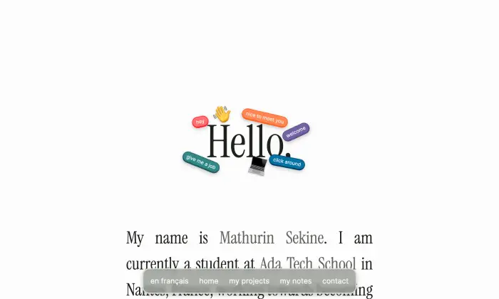 A screenshot of the website's landing page, with a big bold welcome.