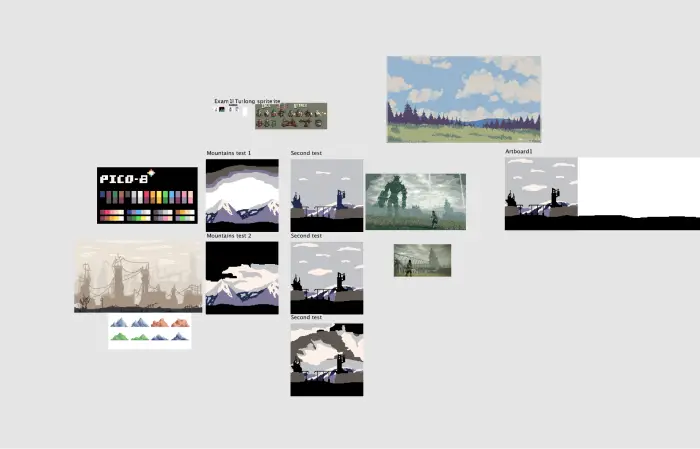 A screenshot of the design iterations made in Affinity Designer.
