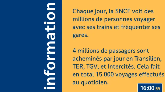 Website information screen mimicking the SNCF's information screens.